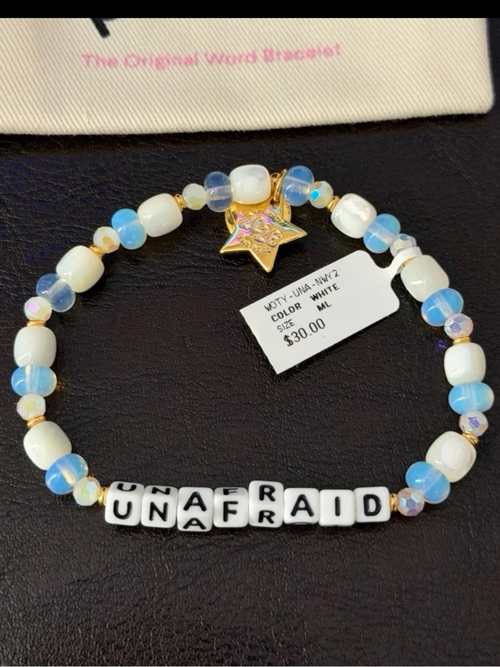 Little Words Project Beaded Stretch Bracelet: Unafraid